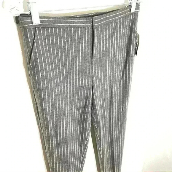 NEW ATM Anthony Thomas Melillo Adjustable Grey Pinstripe Cropped Dress Pants - Picture 4 of 8